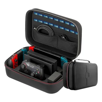 Пътна чанта за носене съвместим с ключа Nintend и луксозна защитна чанта с твърд корпус, конзола и аксесоари Черен