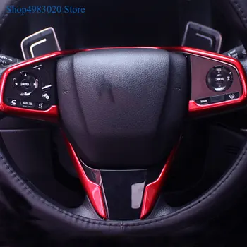 За Honda CR-V, CRV 2017-2019 Вътрешно волан В Лента с Пайети, Панел с ABS, червен Хром/Аксесоари За Полагане на въглеродни влакна