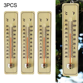 3 Бр. Дървени Термометри За вътрешен и външен монтаж Градински Термометри с Мащаба на четене на C & F от -40 °C до 50 °C