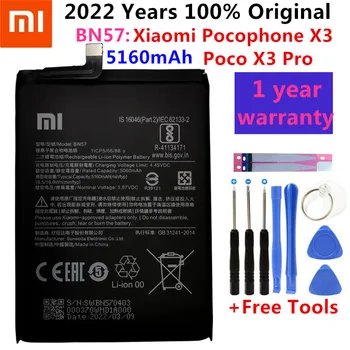 100% Оригинален Xiao mi BN57 5160 mah Батерия За Телефон Xiaomi Pocophone X3 Poco X3 Pro Сменяеми Батерии
