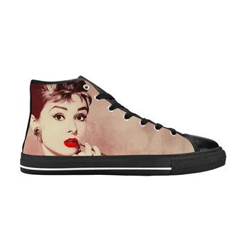 Гореща Одри Хепбърн филмова Звезда Актьор Сладък Модни и Ежедневни Тъканта, Обувки С Висок Берцем Удобни Дишащи Мъжки И Дамски Маратонки С 3D Принтом