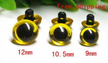 Безплатна доставка 30 двойки/лот Защитни очите жълт цвят Пуговичные играчка очите-9 мм/10,5 мм/12 мм и Можете да изберете