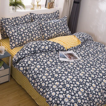 45 комплект спално бельо размер 3-4 бр./компл. сиво синьо цвете спално бельо, пухени набор от Сънливи чаршаф пухени