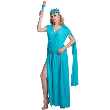 Жена Статуята на Свободата в САЩ Cosplay Женски Хелоуин Древногръцки Богинята на Костюми за Карнавал Пурим Парад Ролеви Игри Вечерна Рокля