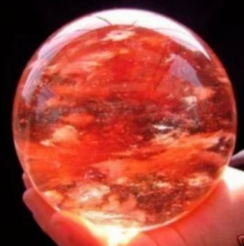 ААА Естествен червен кварцов кристална топка, с диаметър на топката: 70/80 мм + поставка за терапия