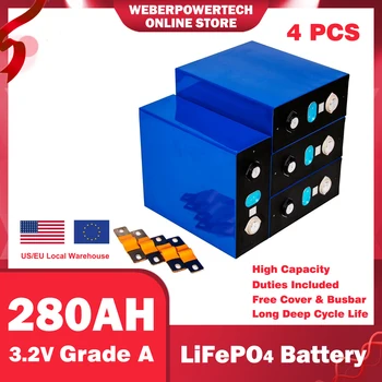 НОВ 4ШТ 3.2 В 280Ah LiFePO4 Батериите DIY 12 В 24 В 280AH Акумулаторна Батерия за электромобиля RV Слънчевата Енергия Данък Безплатно