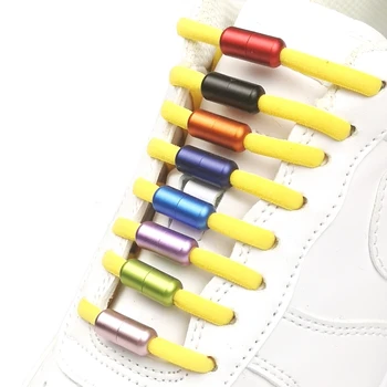 Ластични Шнурове Мързеливи Ремък Движение Полукръг Многоцветни Възможности За Връзките На Обувките Без Вратовръзка, Кръгла Капсула Цветен Метал 18 Цвята