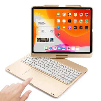 За iPad Pro 12,9 2018 2020 360 Градуса Завъртане Led RGB Осветление Безжична Bluetooth Руски/Испански Тракпад Клавиатура Калъф