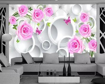 Beibehang Потребителски тапети розова роза модерна елегантна бяла мека чанта 3D модерен ТЕЛЕВИЗИЯ фон дневна спалня 3d тапети