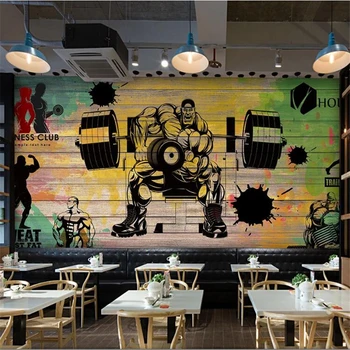 Потребителски тапети 3d графити планк спорт фитнес клуб изображение на стената хол кафе фон стенно украшение 3d papel de parede