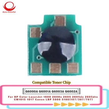 Съвместим с чип тонер касета Q6000A Q6001A Q6003A Q6002A се Прилага към принтера HP Color LaserJet 1600 2600n 2605 2605dn 2605dtn