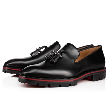 Qianruiti/Нова класическа официална мъжки обувки на плоска подметка с пискюли, мъжки oxfords без шнур, бизнес обувки, мъжки модел обувки EU39-EU46