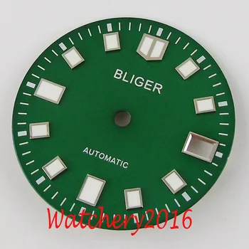 28,5 мм Блигер Зелен Циферблат Светещите Цифри на Часовника Аксесоар Част от Dial Dial подходящ NH35 NH35A механизъм за часовници