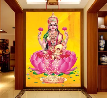 Мащабна фреска персонализирани тапети на фона на хиндуистки божества във фоайето на потребителски размер