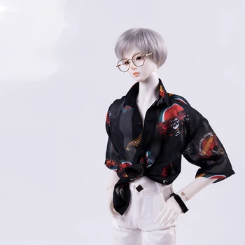 Облекло за кукли BJD се прилага за 1-3 1-4 размер на чичо си модни Черна шифоновая риза с шарени аксесоари за кукли