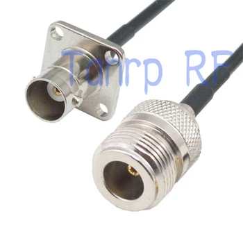 8in BNC женски, с 4 дупки панел към (N) гнездовой RF конектор конектор адаптер 20 см Косичка коаксиален кабел RG174 кабел за удължаване