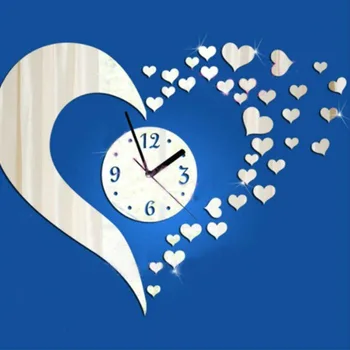 3D Стенен Часовник с Модерен Дизайн направи си САМ klok Сърцето на Стикер на Стената Стикер Комплект за Домашно Украшенияduvar saati reloj de cocina de сравнение